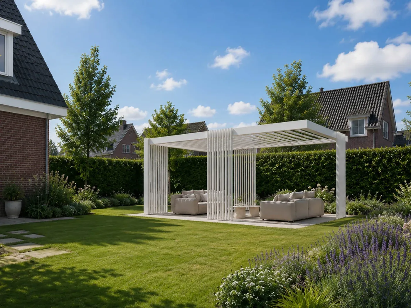 Witte CODE overkapping tussen beplanting en terras