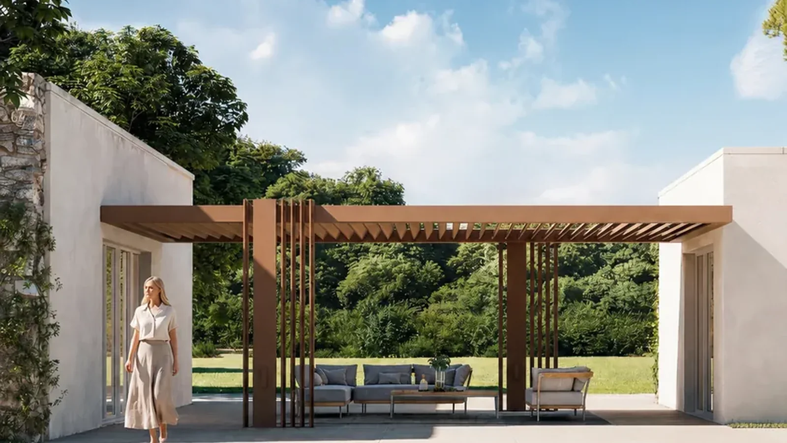 CODE overkapping in een moderne tuin