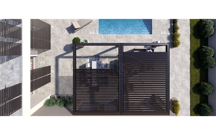 Bronzen CODE overkapping met Pergomove aan een moderne woning